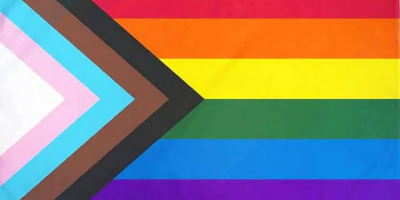 Progress Pride flag representing an inclusive space for everyone