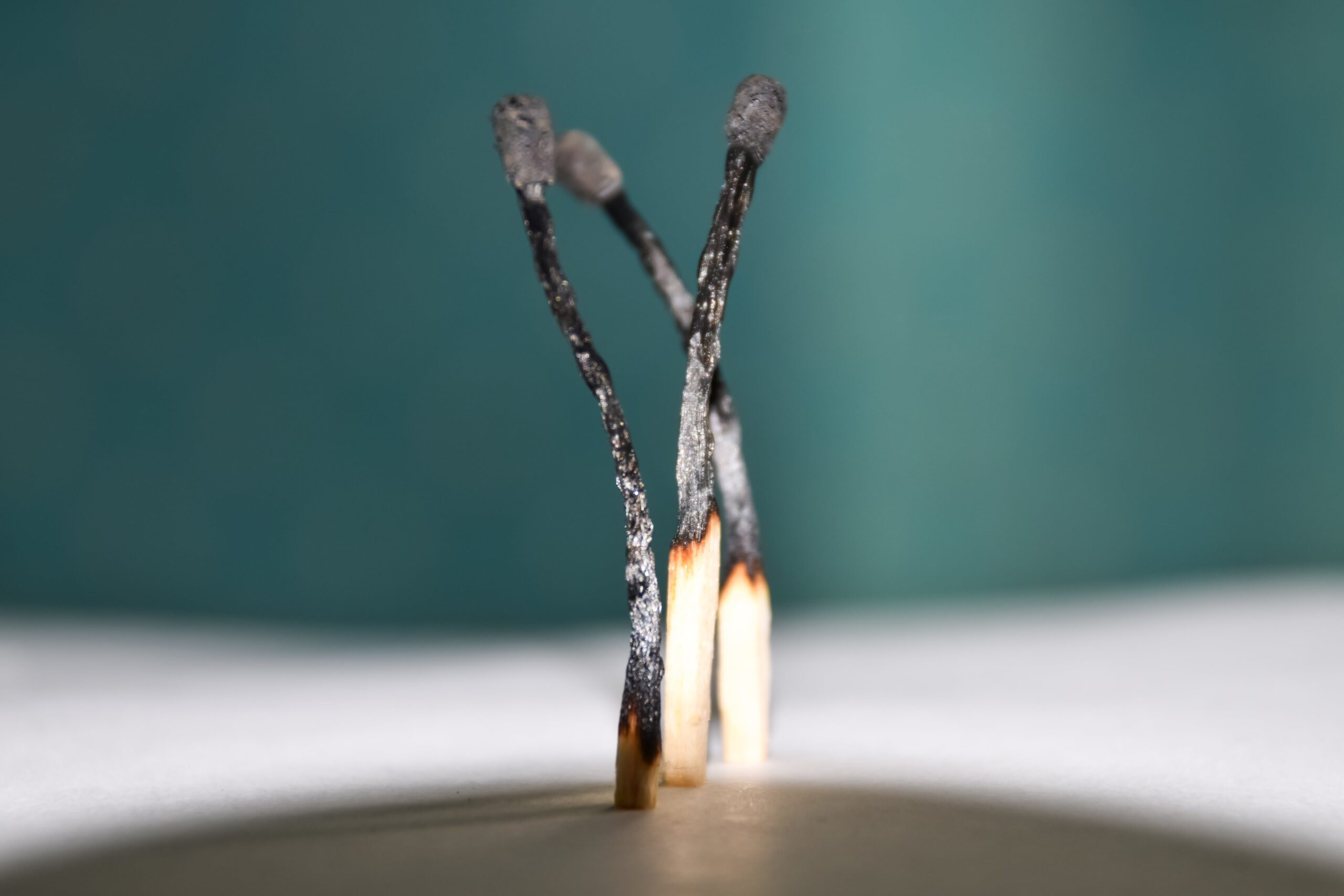 Burnt matches illustrating burnout