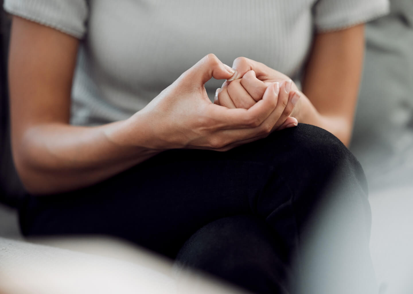 A client speaking with a therapist