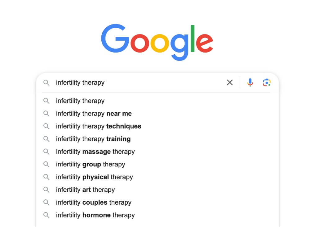 screenshot of a Google search box searching for Infertility Therapy