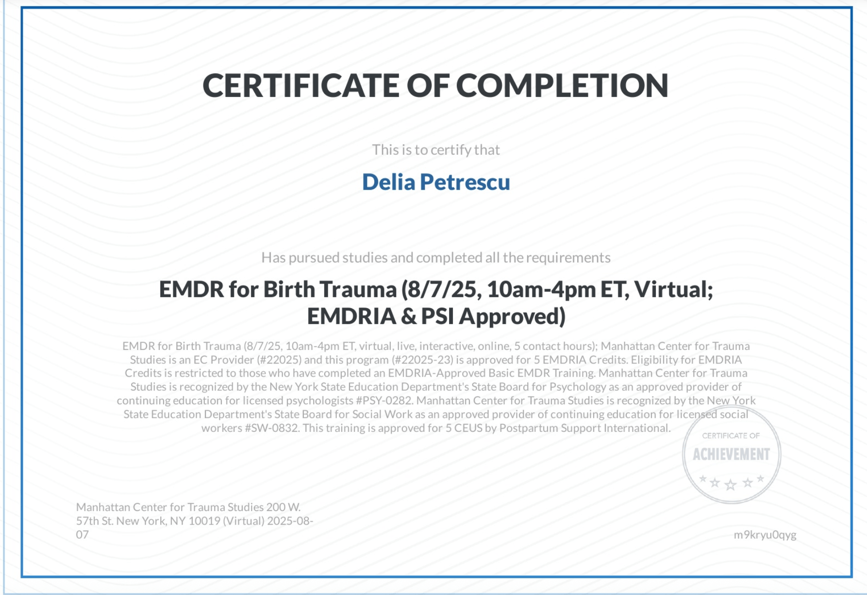 (In)Fertility 23 EMDR-for-Birth-Trauma-EMDRIA&PSI-Approved
